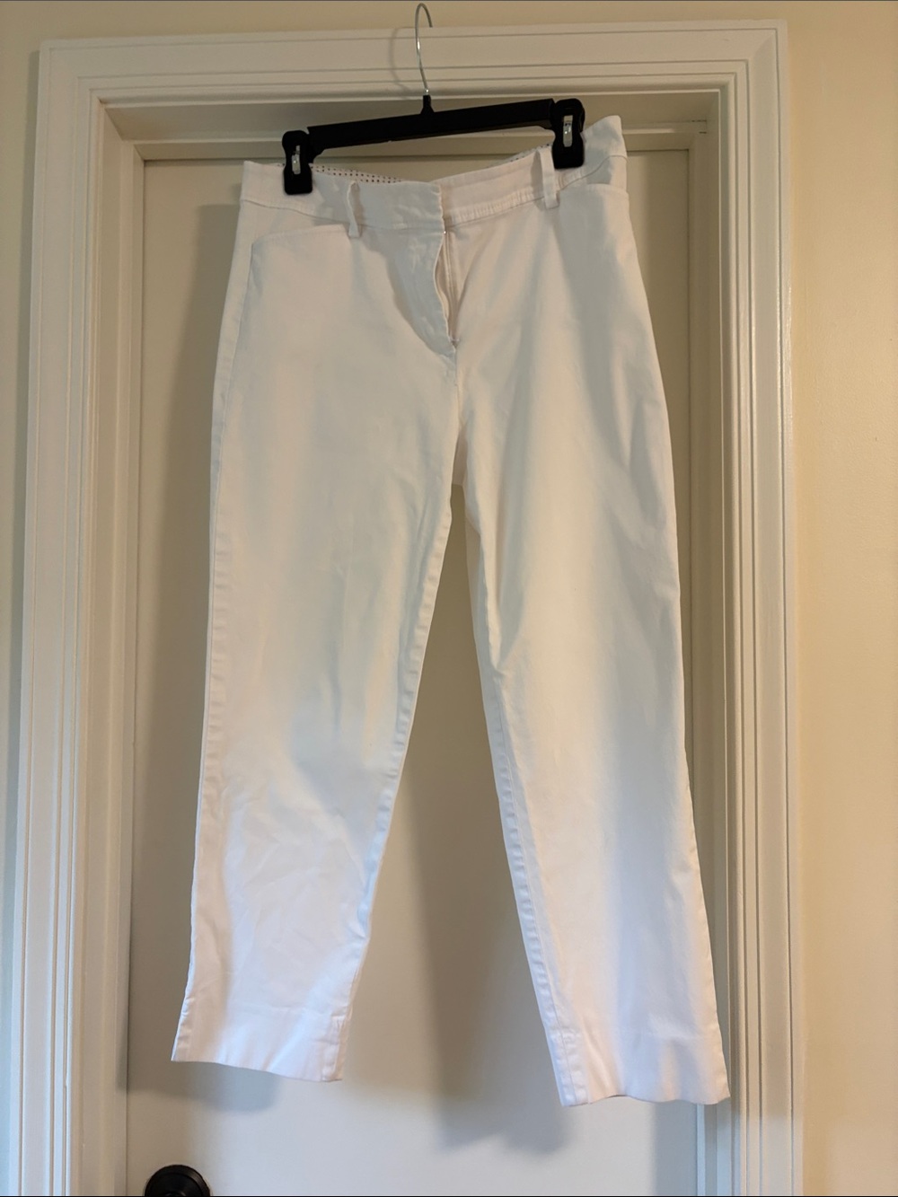 Talbots White Straight-Leg Cotton Blend Pants